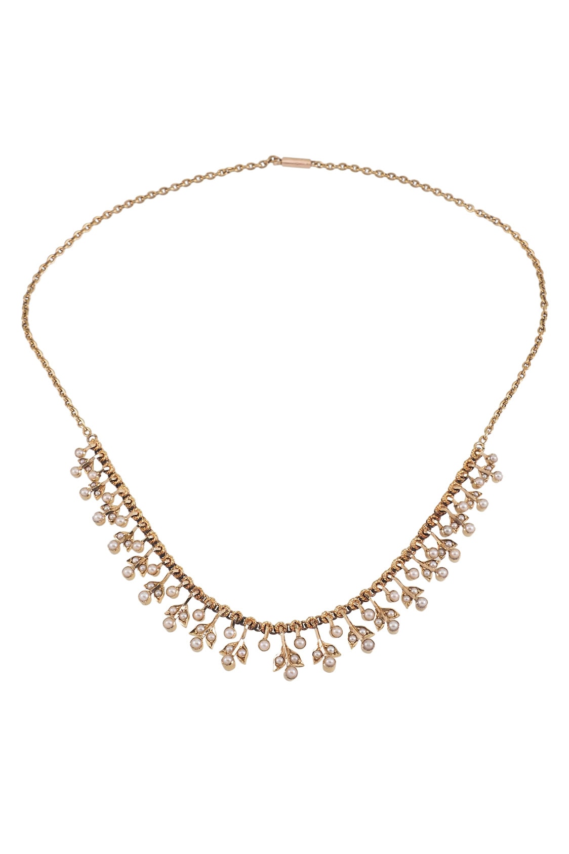 Viktorianisches Collier mit Perlen aus 15 Karat Gold