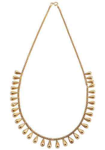 Um 1950 - Kette mit Tropfenabhängungen  18ct. Goldkette – Bild 5