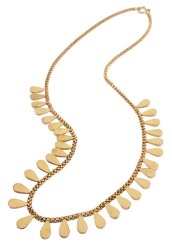 Um 1950 - Kette mit Tropfenabhängungen  18ct. Goldkette – Bild 3