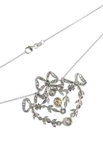 Um 1900 - Belle Époque Diamantcollier mit einer Perle, Französisch – Bild 5