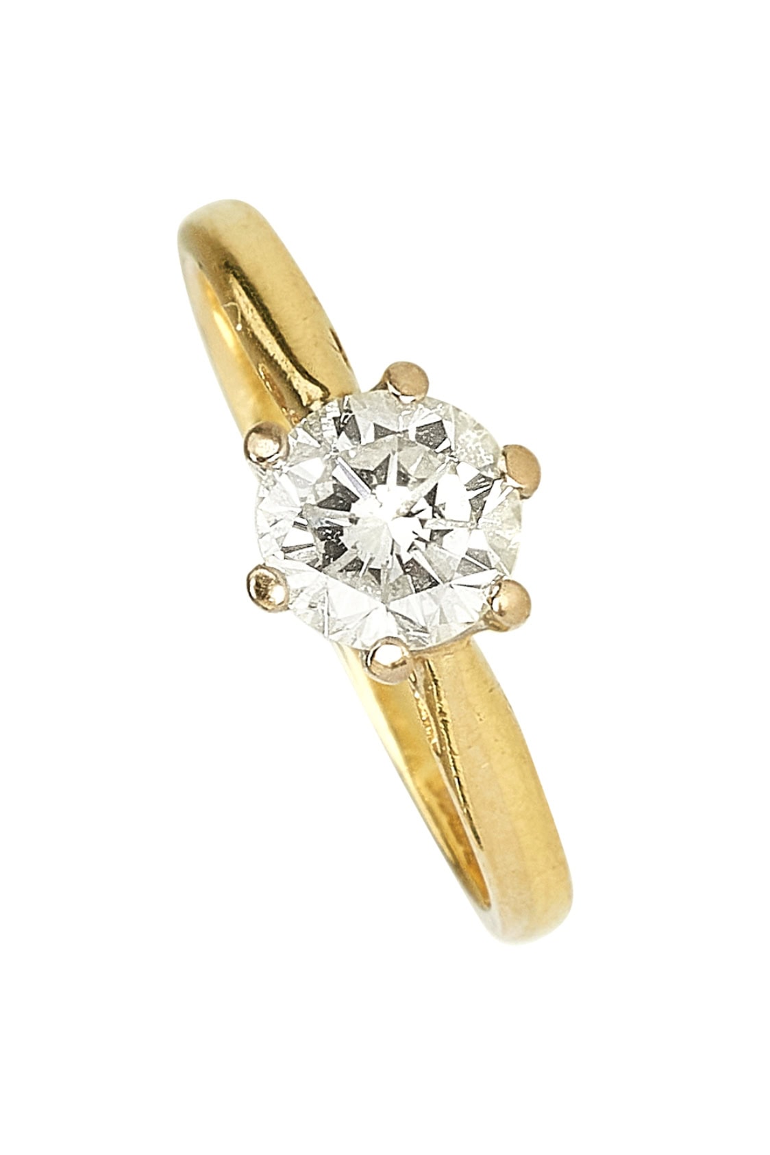 Vintage Verlobungsring mit Diamantsolitaire im Brillantschliff aus 18 Karat Gold und Platin