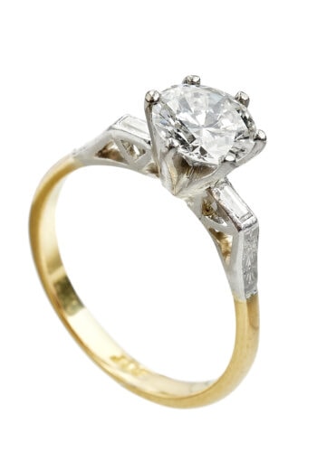 Um 1960 - Diamantring / Solitär Verlobungsring, mit Diamantzertifikat! – Bild 3