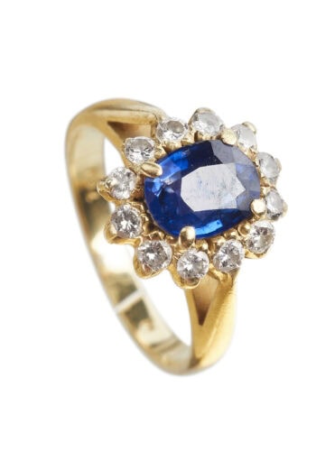 Vintage Ring mit Saphir und Diamanten aus 18 Karat Gold