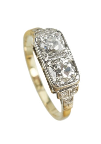 Art Déco Ring mit Diamanten aus 18 Karat Gold und Platin