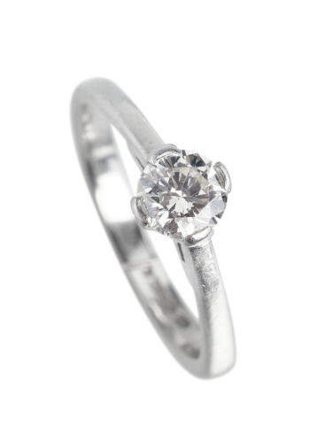 Vintage Ring mit Diamant Solitaire aus Platin
