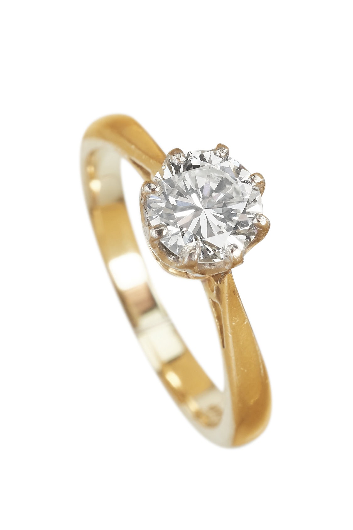 Vintage Ring mit Diamant Solitaire aus Platin und Platin