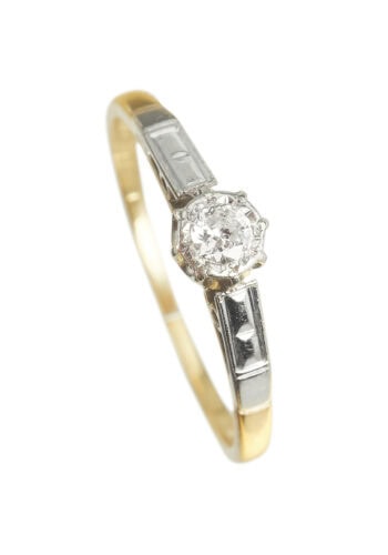 Vintage Ring mit Diamant aus18 Karat Gold und Platin
