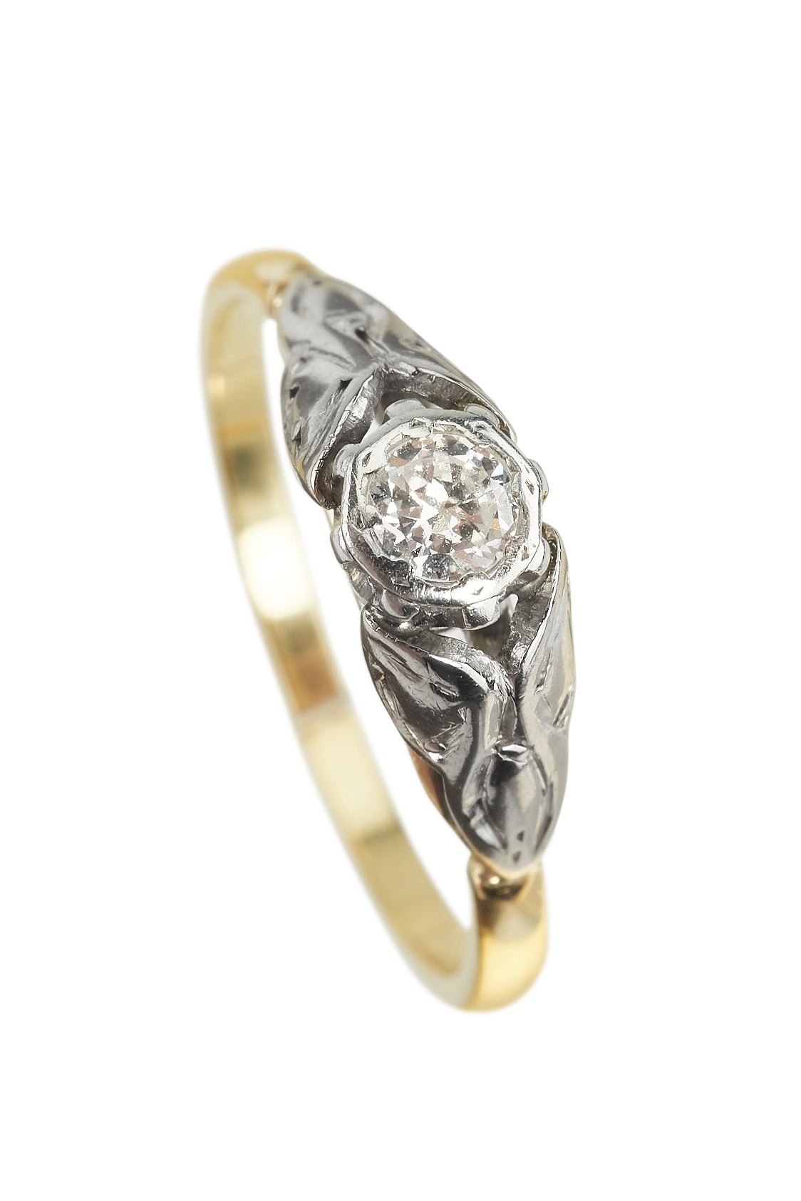 Vintage Ring mit Diamant aus 18 Karat Gold und Platin