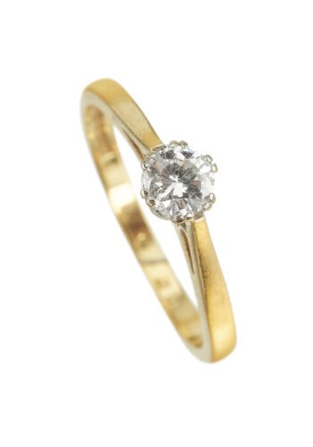 Vintage Ring mit Diamant aus 18 Karat Gold und Platin