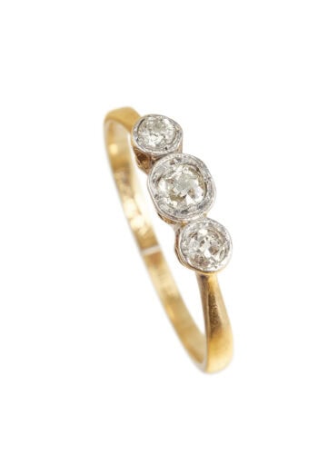 Edwardianischer Ring mit Diamanten aus 18 Karat Gold und Platin