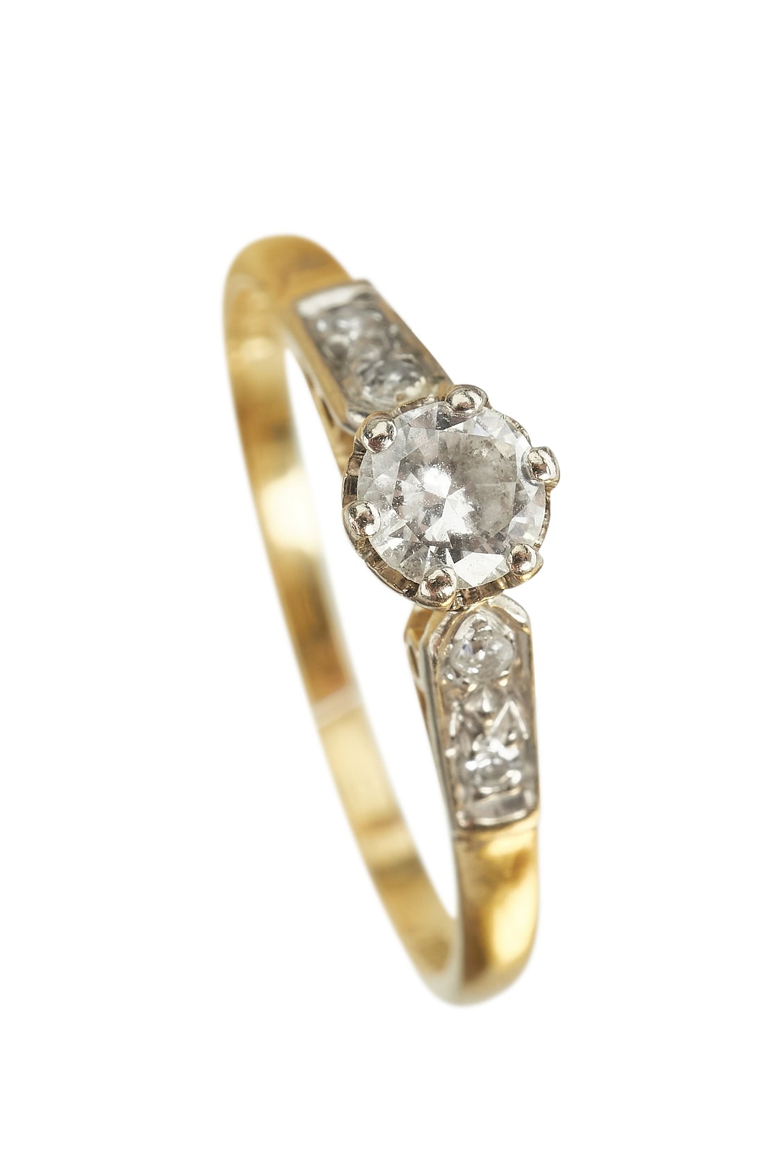 Vintage Ring mit Diamanten aus 18 Karat Gold und Platin