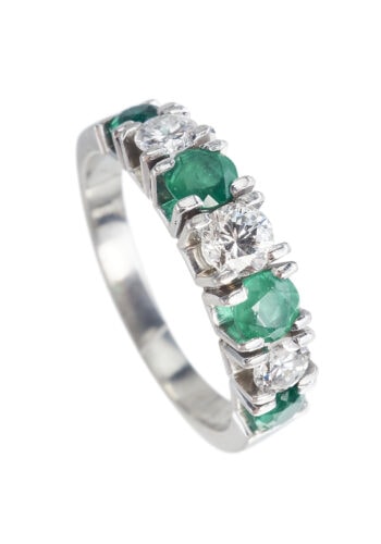 Vintage Herrenring mit Smaragde und Diamanten aus Platin
