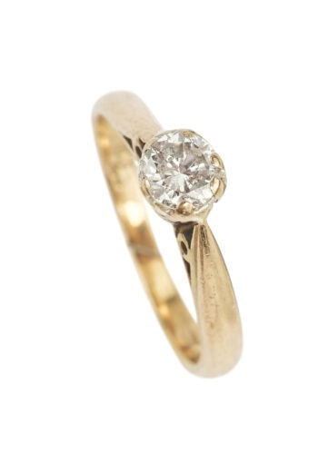 Vintage Ring mit Diamant aus 18 Karat Gold und Platin