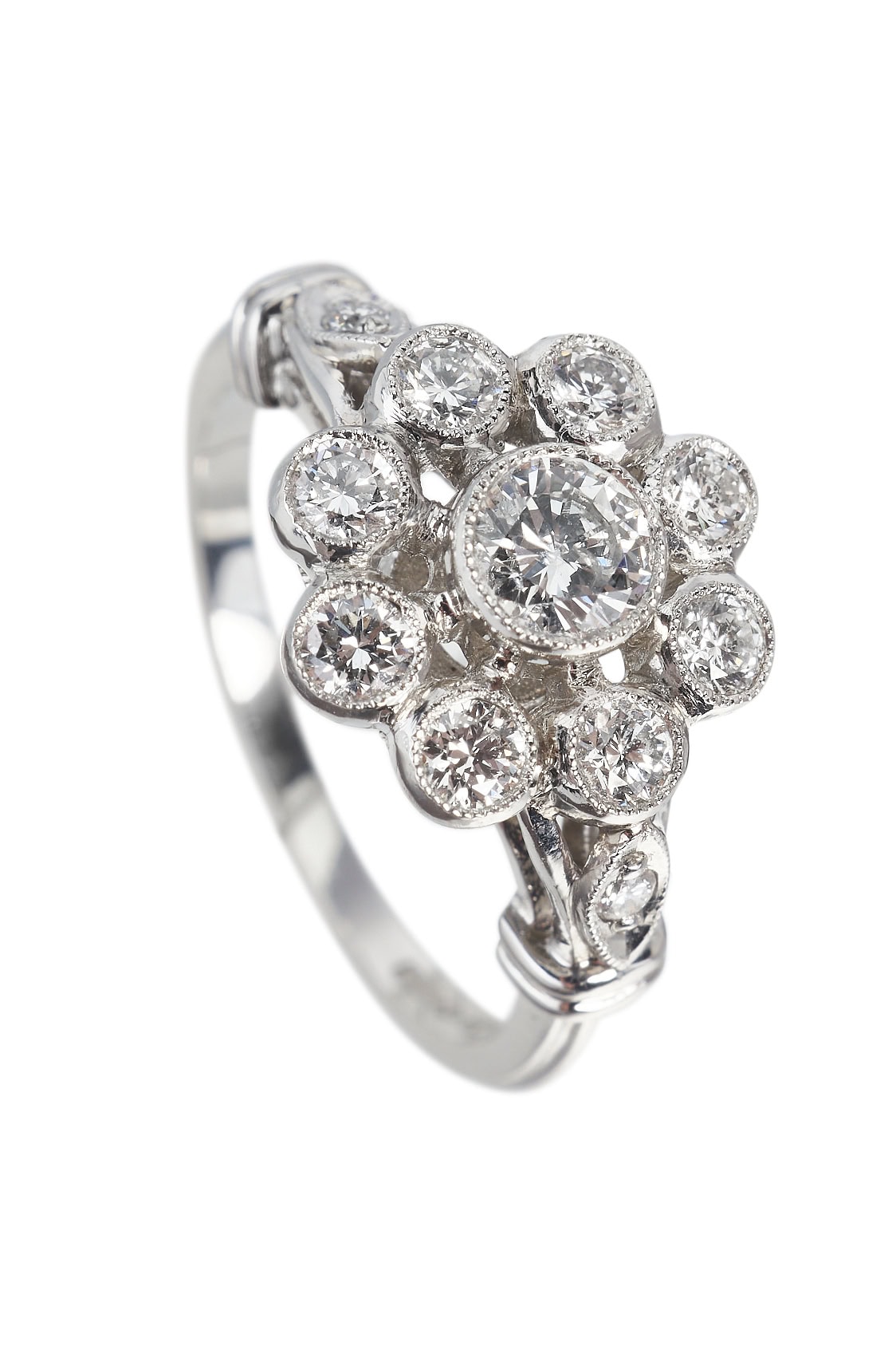 Vintage Ring mit Diamanten aus Platin