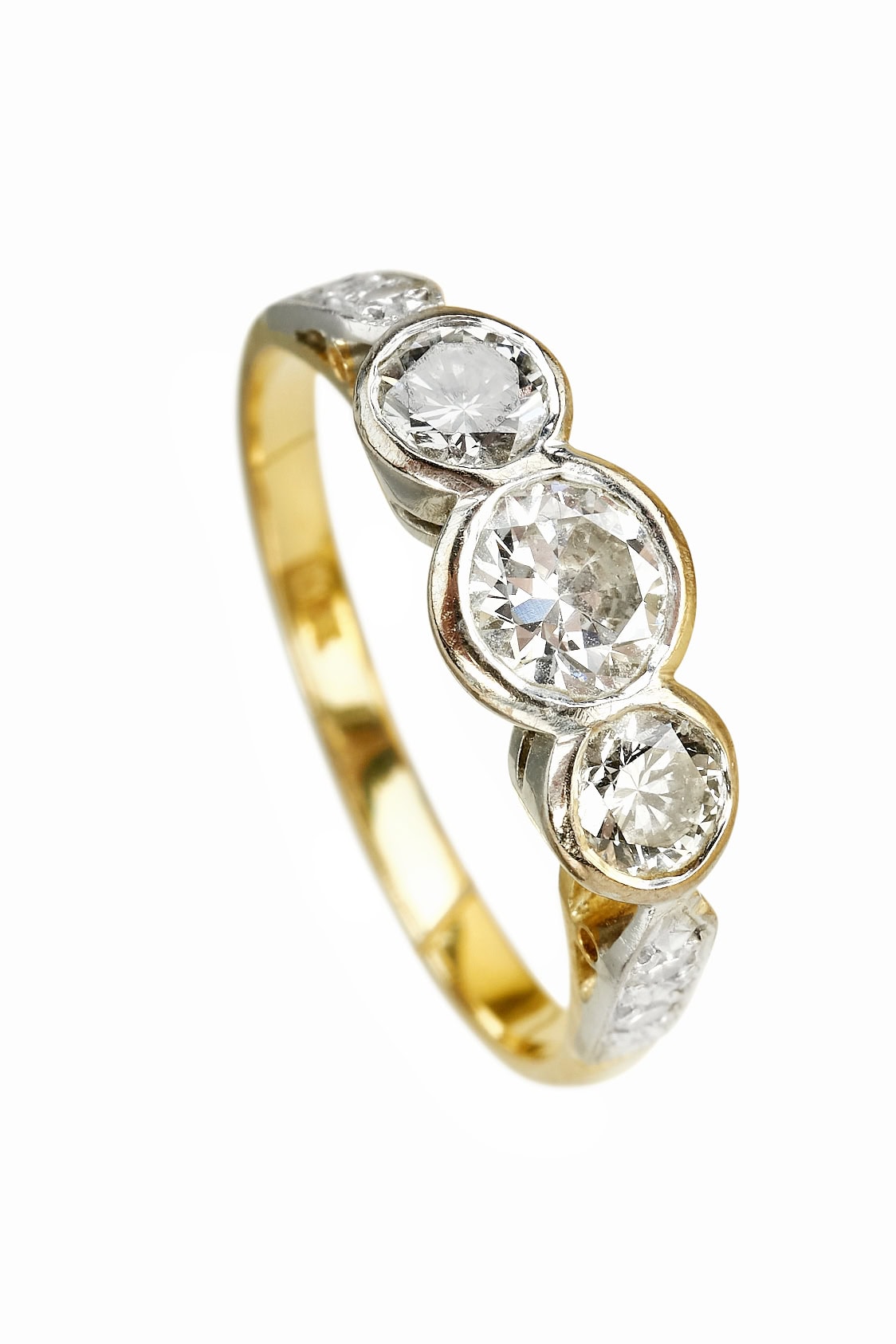 Vintage Ring mit Diamanten aus 18 Karat Gold und Platin