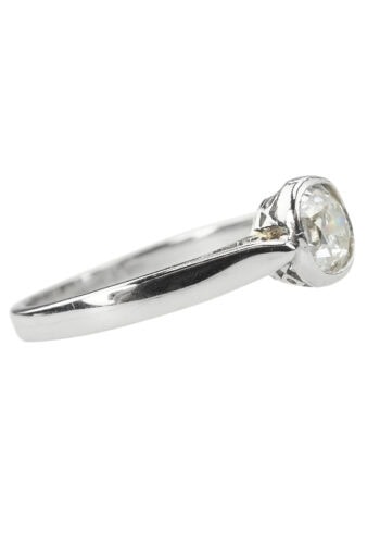 Um 1930 - Solitär Weißgold Verlobungsring mit Diamantgutachten! – Bild 4