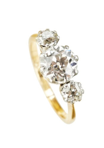 Art Déco Ring mit Diamanten aus 15 Karat Gold und Platin