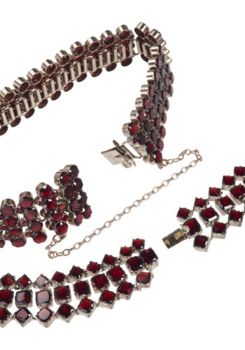 Um 1870 - Böhmische Granate Set Collier, Anhänger & Armband – Bild 5
