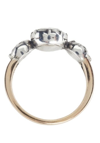 Um 1820 - 18 ct. Gold & Silber Ring mit 3 Rosenschliff-Diamanten, aus dem Georgian England – Bild 5