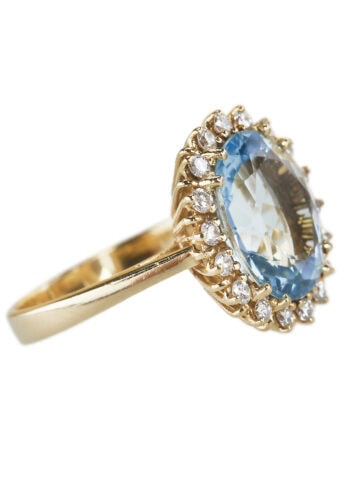 Um 1960 - Aquamarin & Diamanten Vintage-Goldring – Bild 4