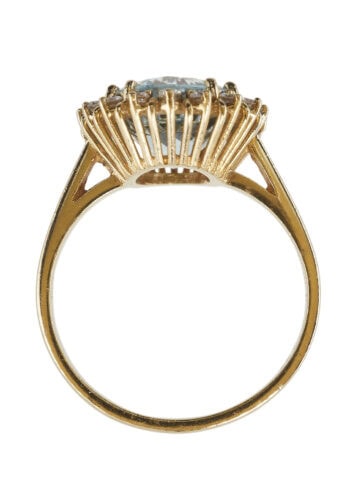 Um 1960 - Aquamarin & Diamanten Vintage-Goldring – Bild 5