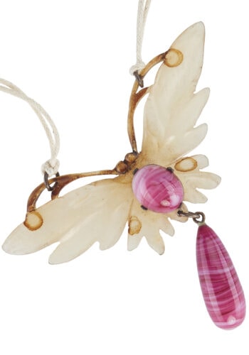 Um 1900 - Horn Collier mit Glasperlen Elizabeth Bonté Jugendstil Frankreich – Bild 3