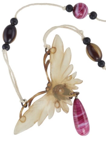 Um 1900 - Horn Collier mit Glasperlen Elizabeth Bonté Jugendstil Frankreich – Bild 4