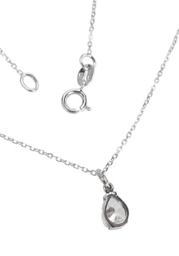 Um 1980 - Diamant Solitaire Halbkaräter / Anhänger mit Weißgoldkette – Bild 3