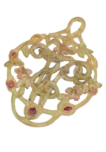 Um 1900 - Art nouveau Hornanhänger mit Glassteinen & Perlen, Jugendstil, Paris, Frankreich – Bild 4