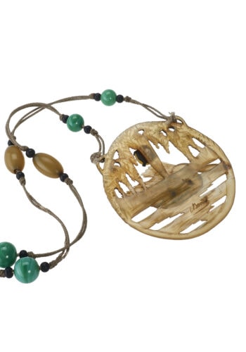 Um 1900 - Horncollier signiert Elizabeth Bonté, Französischer Jugendstil – Bild 3