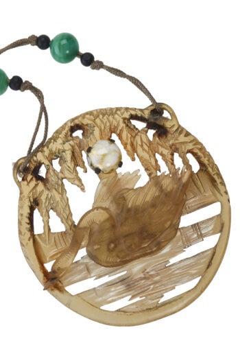 Um 1900 - Horncollier signiert Elizabeth Bonté, Französischer Jugendstil – Bild 4