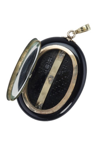 Um 1880 - Onyxmedaillon mit Diamant, Historismus – Bild 3