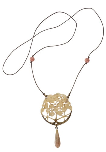 Um 1900 - Horncollier Kirschblüten Jugendstil Frankreich – Bild 3