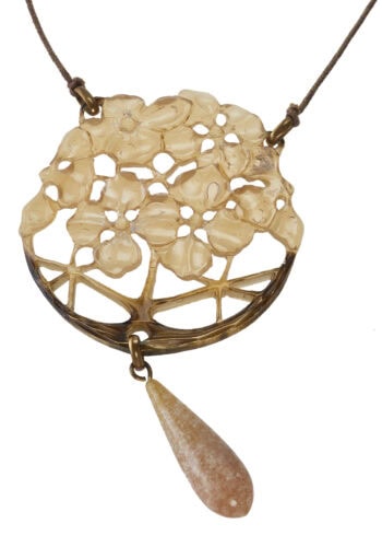 Um 1900 - Horncollier Kirschblüten Jugendstil Frankreich – Bild 4