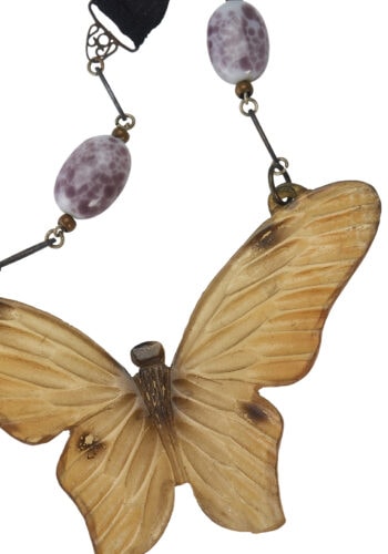 Um 1900 - Horncollier "Schmetterling" von Georges Pierre signiert GIP Jugendstil Frankreich – Bild 4