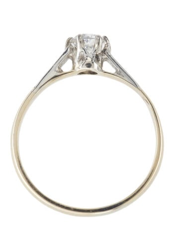 Um 1970 - Diamant Solitär Vintage Verlobungsring / Gold & Platin – Bild 5