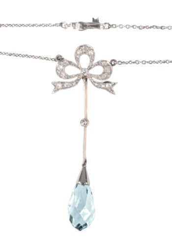 Um 1910 – Collier mit Aquamarin und Diamanten, England – Bild 3