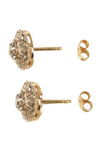 Um 1900 - Goldohrringe mit weißen Saphiren, Italien – Bild 4