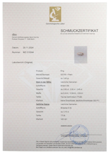 Um 1930 – Trilogy Ring mit 3 Diamanten – Bild 7