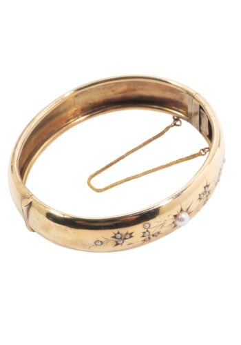 Um 1880 – Goldarmreif mit Perlen – Bild 3