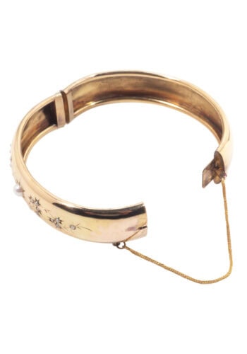 Um 1880 – Goldarmreif mit Perlen – Bild 4