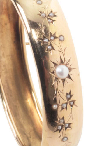Um 1880 – Goldarmreif mit Perlen – Bild 5