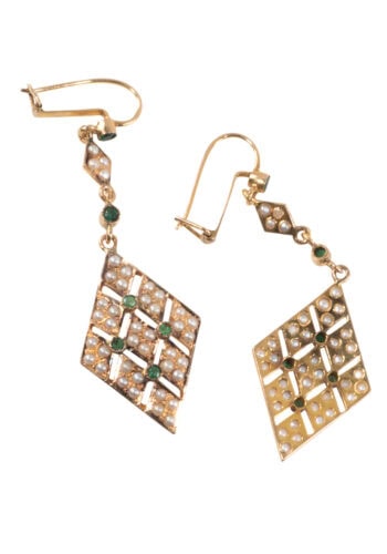 Um 1900 – Edwardian Smaragd Ohrringe – Bild 3