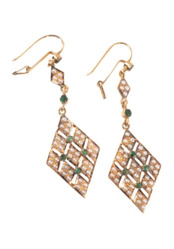 Um 1900 – Edwardian Smaragd Ohrringe – Bild 4