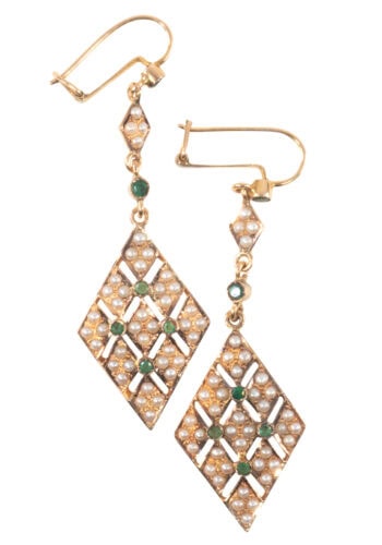 Um 1900 – Edwardian Smaragd Ohrringe – Bild 5