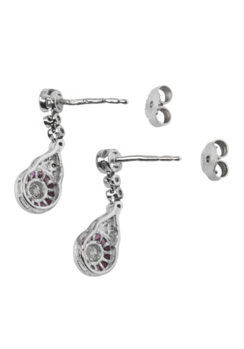 Datiert 1974 – Vintage Diamantohrringe mit Rubine – Bild 3