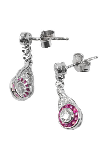 Datiert 1974 – Vintage Diamantohrringe mit Rubine – Bild 4