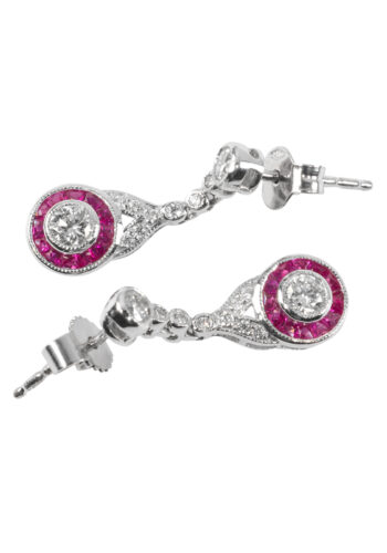 Datiert 1974 – Vintage Diamantohrringe mit Rubine – Bild 5