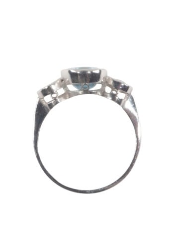 Um 1970 – Trilogy Ring mit Aquamarin und Diamanten – Bild 5