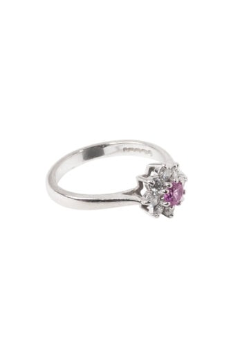Um 1970 – Vintage Diamant Ring mit Pink Saphir – Bild 3